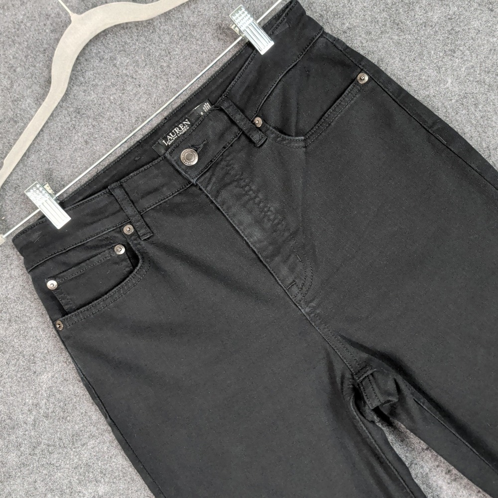 Ralph Lauren Womens Black High Rise Bootcut Jeans Size 6 Slim Fit Stretch